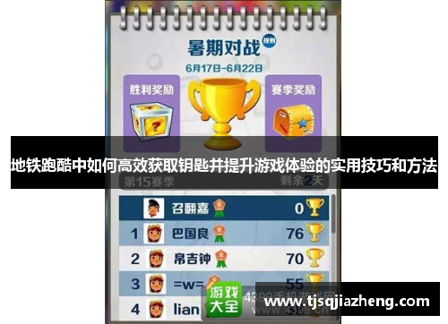 地铁跑酷中如何高效获取钥匙并提升游戏体验的实用技巧和方法